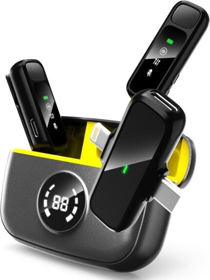 Wireless Lavalier Microphone for iPhone/Android - Dual Mini Noise Canceling Mic