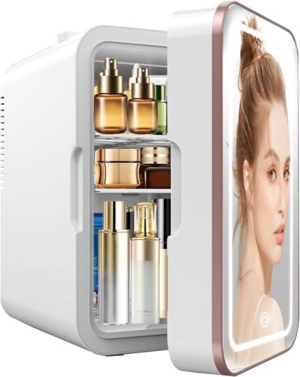 Skincare Fridge, 6L/10 Can Small Mini Fridge for Bedroom
