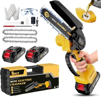 Mini Chainsaw Cordless, Handheld Electric Chain Saw with 2 Rechargeable Btteries